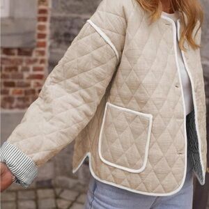 Cream Quilted Puffer Jacket